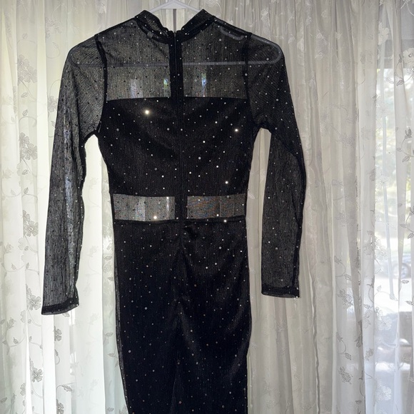 Sparkly Black Dress w/ mesh - shows belly, chest & arms. Beautiful. Worn once! - Picture 9 of 11